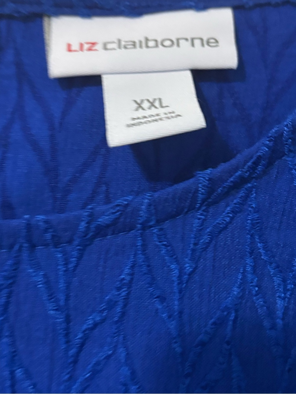Liz Claiborne Royal Blue Textured Top with Belt - Picture 5 of 5